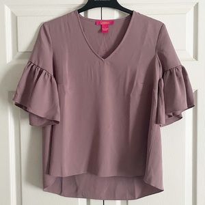 Catherine Malandrino Mauve bell sleeves V neck Shirt